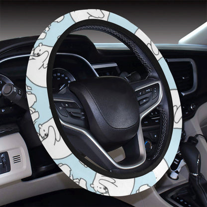 Polar Bear Pattern Print Design PB08 Steering Wheel Cover with Elastic Edge