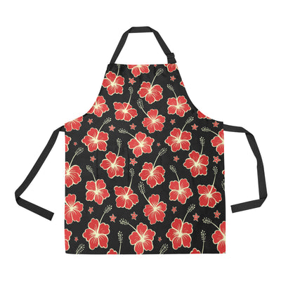 Red Hibiscus Pattern Print Design HB021 Apron with Pocket