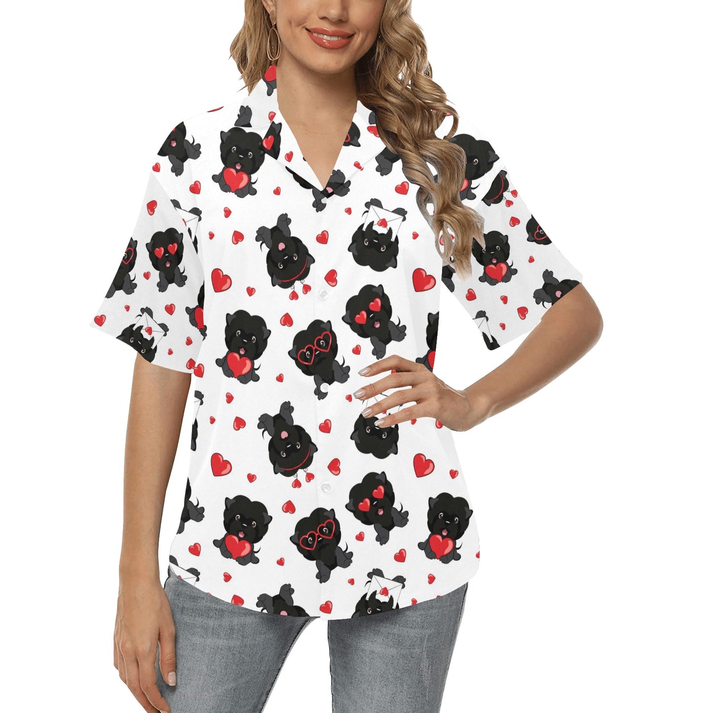 Affenpinscher Pattern Print Design 01 Women's Hawaiian Shirt
