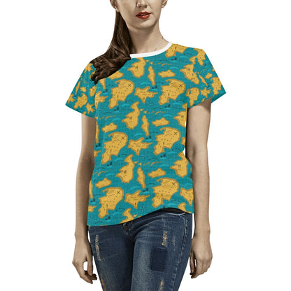 World Map Print Design LKS301 Women's  T-shirt