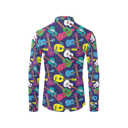 Ukulele Pattern Print Design 02 Men's Long Sleeve Shirt