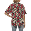 Skull And Roses Print Design LKS301 Women's Hawaiian Shirt