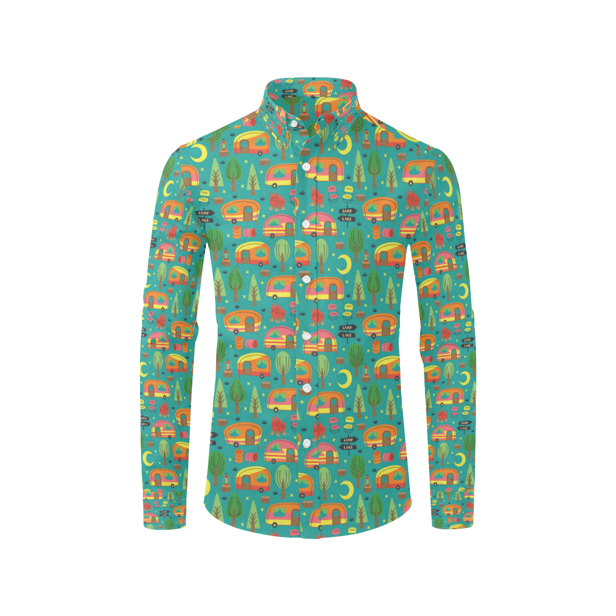 Camping Camper Pattern Print Design 05 Men's Long Sleeve Shirt