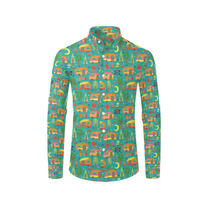 Camping Camper Pattern Print Design 05 Men's Long Sleeve Shirt