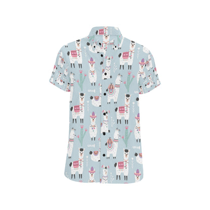 Llama Pattern Print Design 04 Men's Short Sleeve Button Up Shirt