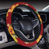 Orange Hibiscus Pattern Print Design HB026 Steering Wheel Cover with Elastic Edge