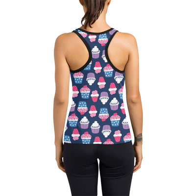 Cupcake Pattern Print Design CP04 Women's Racerback Tank Top