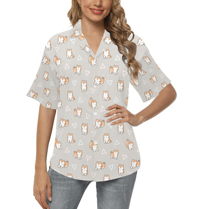 Shiba Inu Print Design LKS307 Women's Hawaiian Shirt