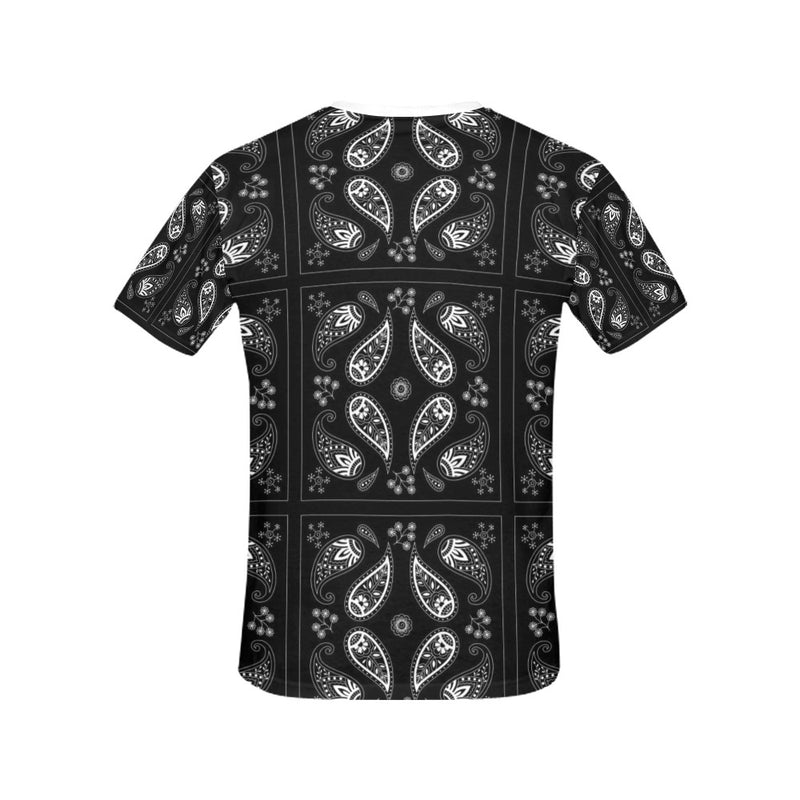 Bandana Paisley Black Print Design LKS308 Women's  T-shirt