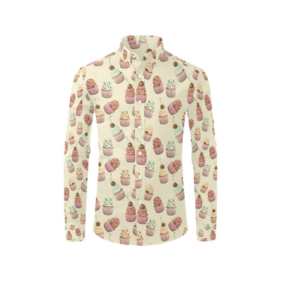 Cupcake Pattern Print Design 04 Men's Long Sleeve Shirt