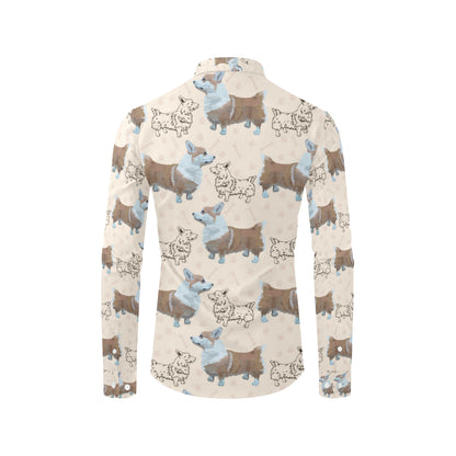 Pembroke Welsh Corgis Pattern Print Design A03 Men's Long Sleeve Shirt