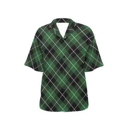 Plaid Green Pattern Print Design A05 Women's Hawaiian Shirt
