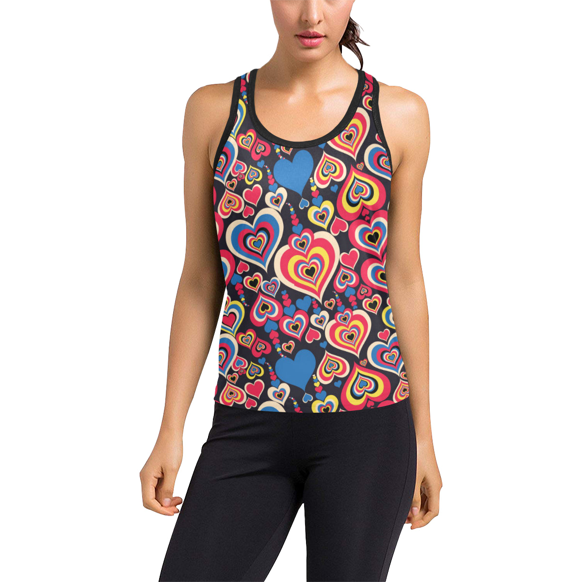 Heart Pattern Print Design HE08 Women's Racerback Tank Top