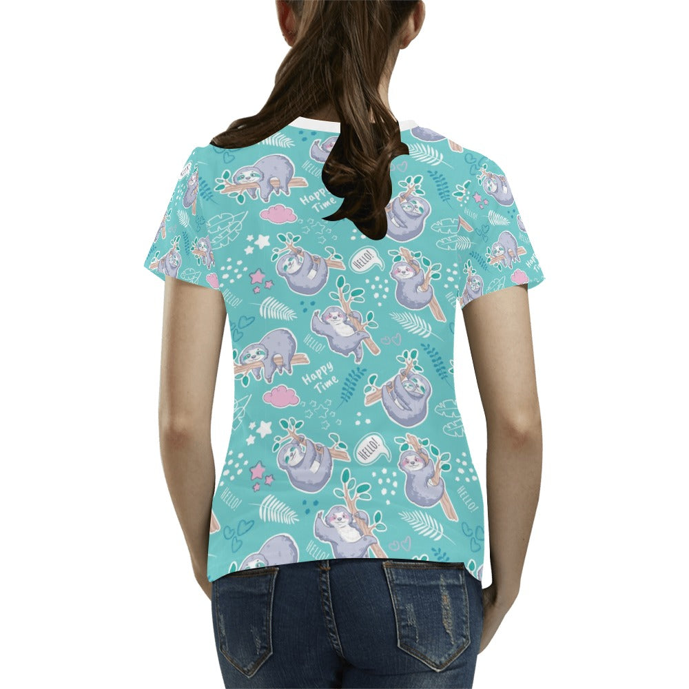 Sloth Print Design LKS309 Women's  T-shirt