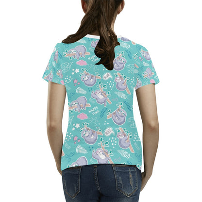 Sloth Print Design LKS309 Women's  T-shirt
