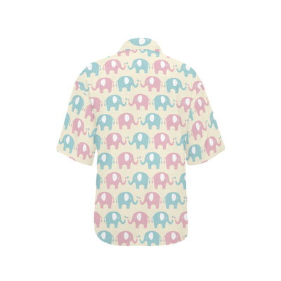 Elephant Baby Pastel Print Pattern Women's Hawaiian Shirt