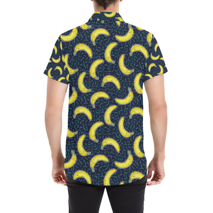 Banana Pattern Print Design BA09 Men's Short Sleeve Button Up Shirt
