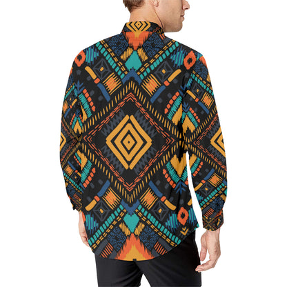 Kente Pattern Print Design 05 Men's Long Sleeve Shirt