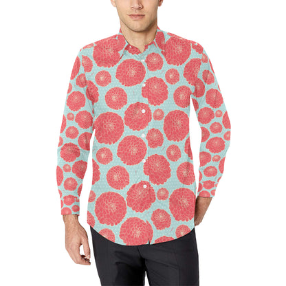 Marigold Pattern Print Design MR03 Men's Long Sleeve Shirt