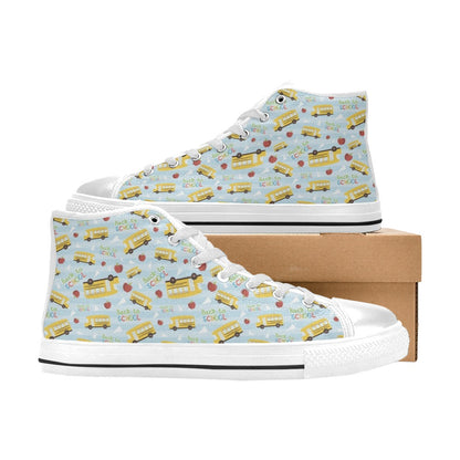 School Bus Back To School Print Design LKS303 High Top Women's White Shoes