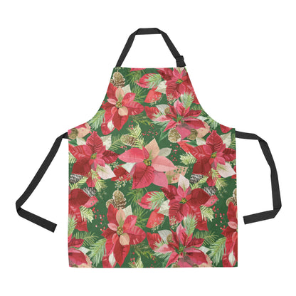 Poinsettia Pattern Print Design POT03 Apron with Pocket