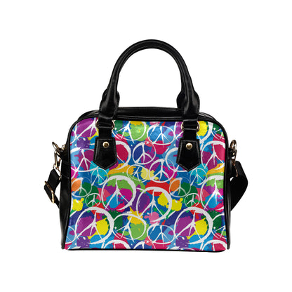 Peace Sign Colorful Pattern Print Design A02 Shoulder Handbag