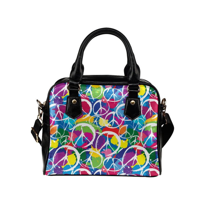 Peace Sign Colorful Pattern Print Design A02 Shoulder Handbag