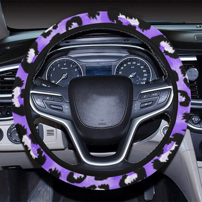 Leopard Purple Skin Print Steering Wheel Cover with Elastic Edge