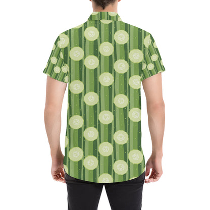 Cucumber Pattern Print Design CC03 Men's Short Sleeve Button Up Shirt