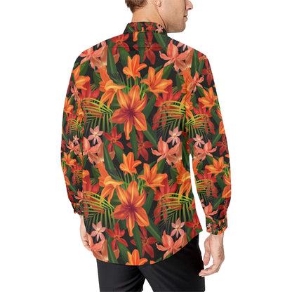 Amaryllis Pattern Print Design AL05 Men's Long Sleeve Shirt
