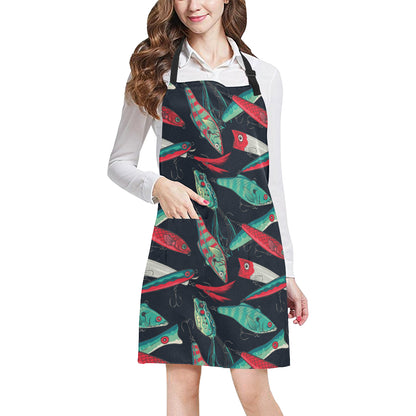Fishing Bait Pattern Apron with Pocket