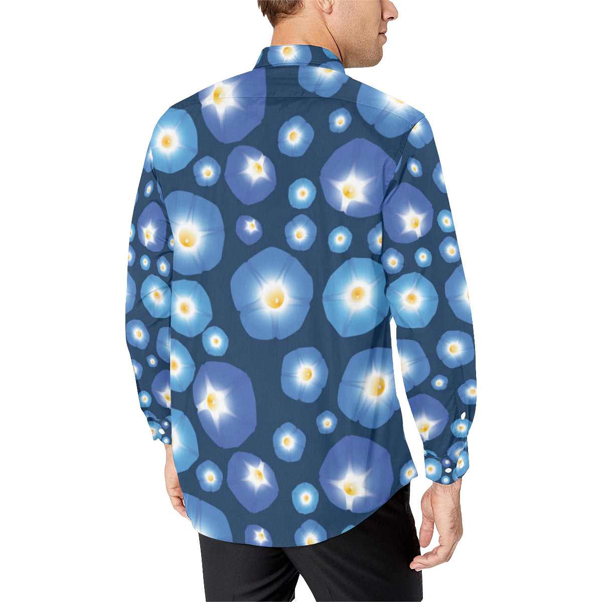 Morning Glory Pattern Print Design 02 Men's Long Sleeve Shirt