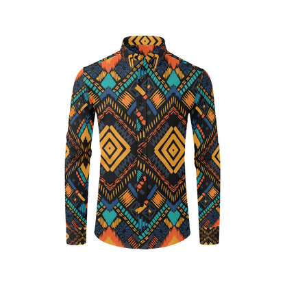 Kente Pattern Print Design 05 Men's Long Sleeve Shirt