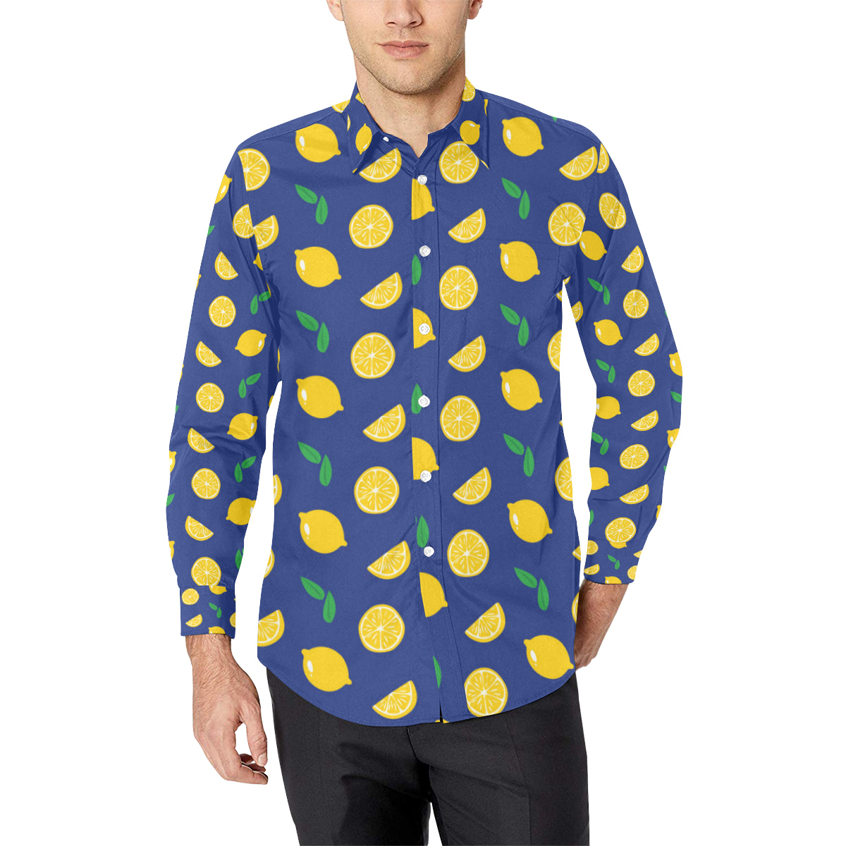 Citrus  Pattern Print Design 02 Men's Long Sleeve Shirt