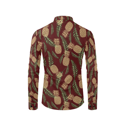 Pineapple Pattern Print Design PP013 Men's Long Sleeve Shirt