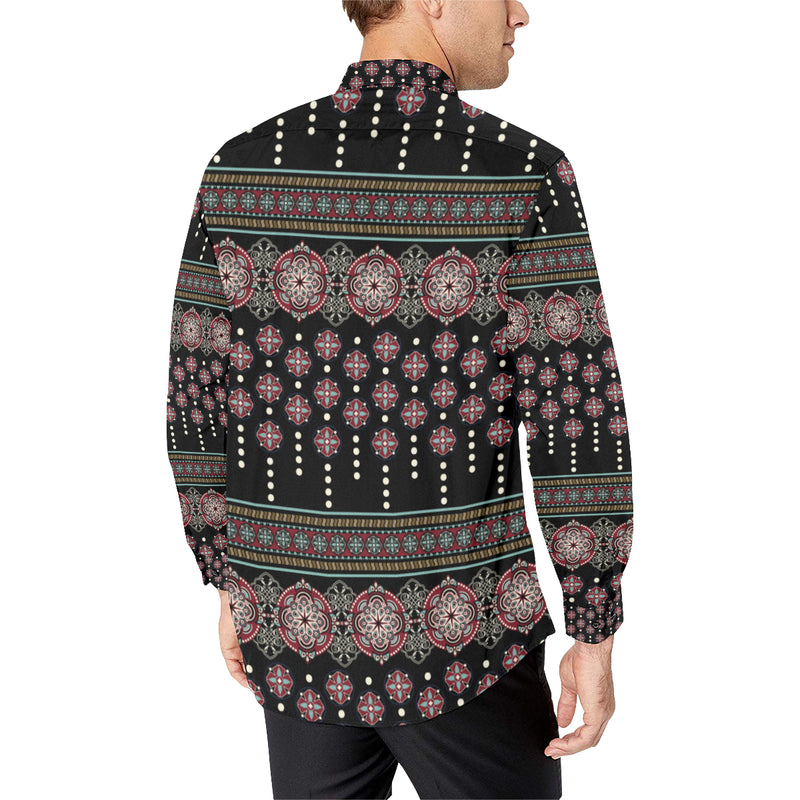 Ethnic Dot Style Print Pattern Men's Long Sleeve Shirt