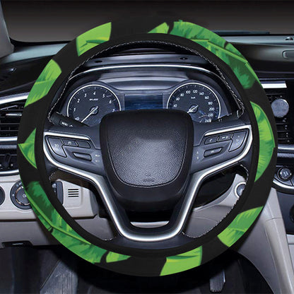 Banana Leaf Pattern Print Design BL02 Steering Wheel Cover with Elastic Edge