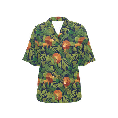 Lion Jungle Pattern Print Design 05 Women's Hawaiian Shirt