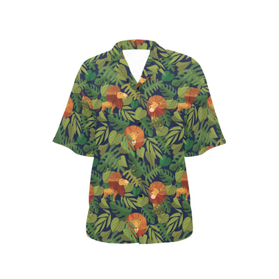 Lion Jungle Pattern Print Design 05 Women's Hawaiian Shirt