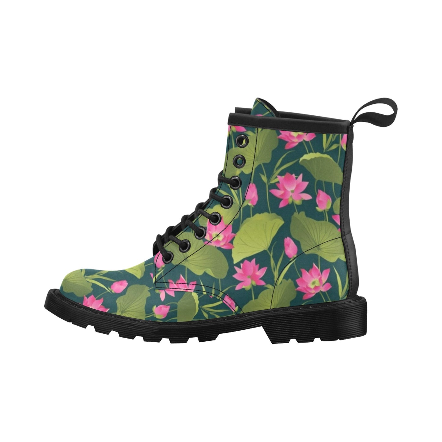 Water Lily Pattern Print Design WL09 Women's Boots