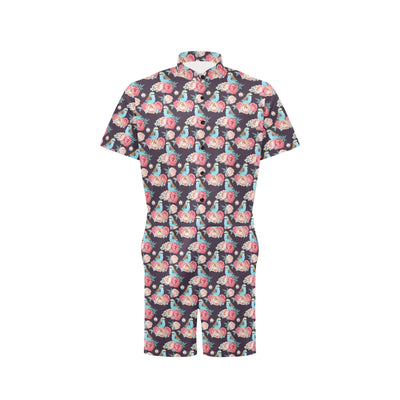 Bluebird Pattern Print Design 02 Men's Romper