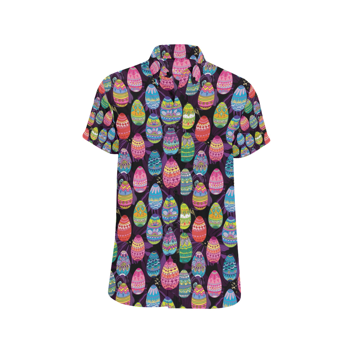 Easter Eggs Pattern Print Design RB08 Men's Short Sleeve Button Up Shirt