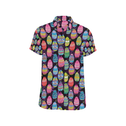 Easter Eggs Pattern Print Design RB08 Men's Short Sleeve Button Up Shirt