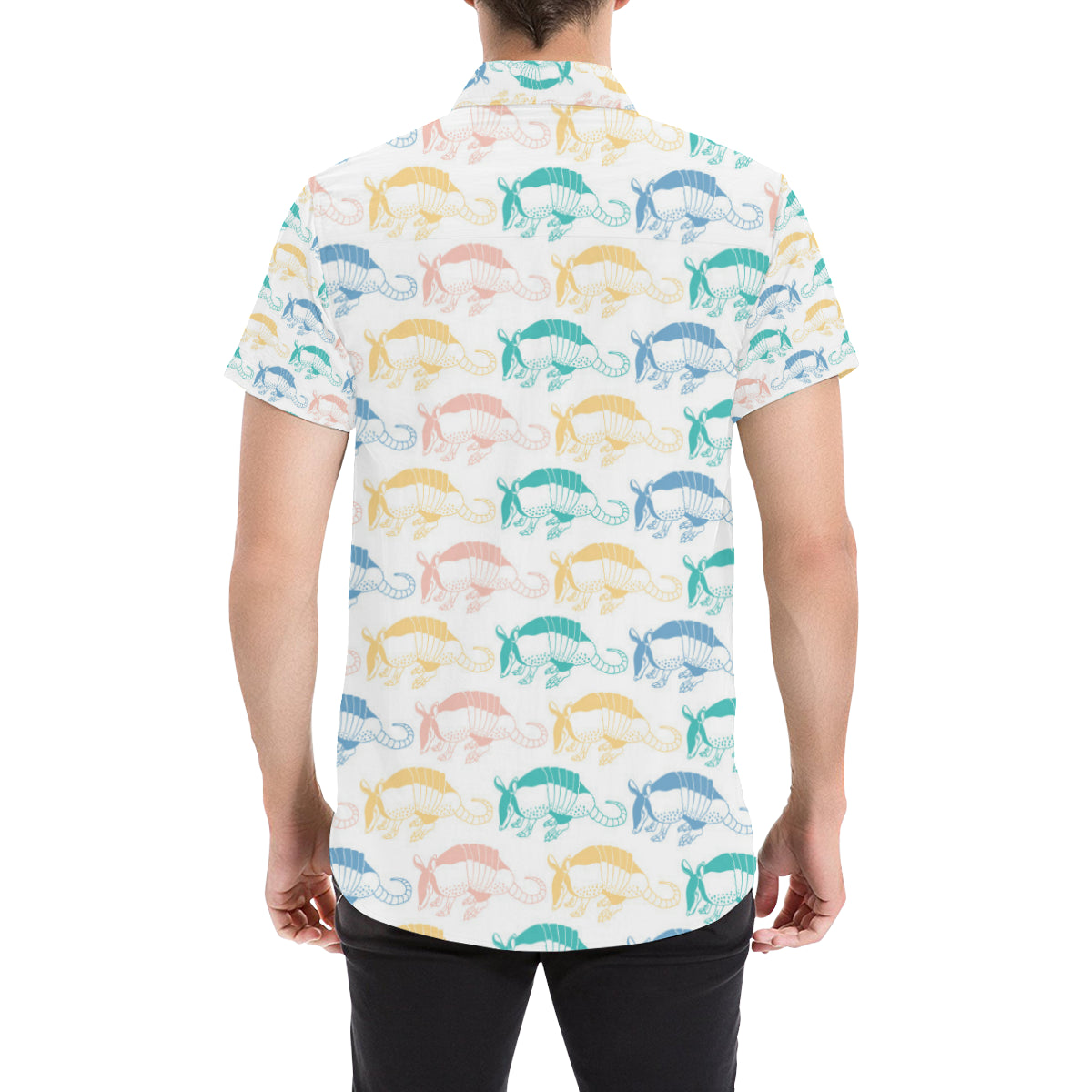 Armadillo Pattern Print Design 05 Men's Short Sleeve Button Up Shirt
