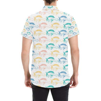 Armadillo Pattern Print Design 05 Men's Short Sleeve Button Up Shirt
