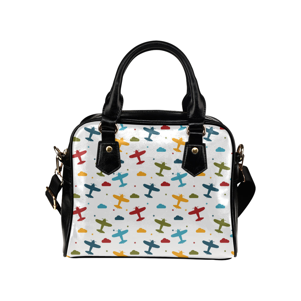 Airplane Pattern Print Design 06 Shoulder Handbag