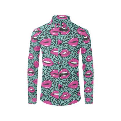 Lip Pattern Print Design 04 Men's Long Sleeve Shirt