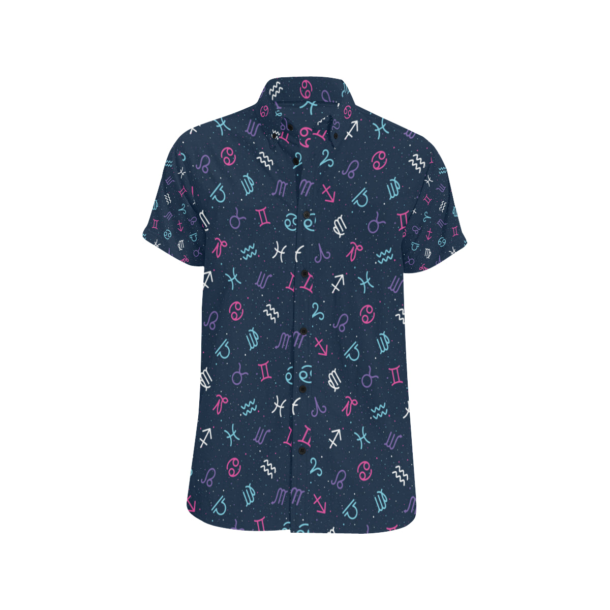 Constellation Pattern Print Design 04 Men's Short Sleeve Button Up Shirt