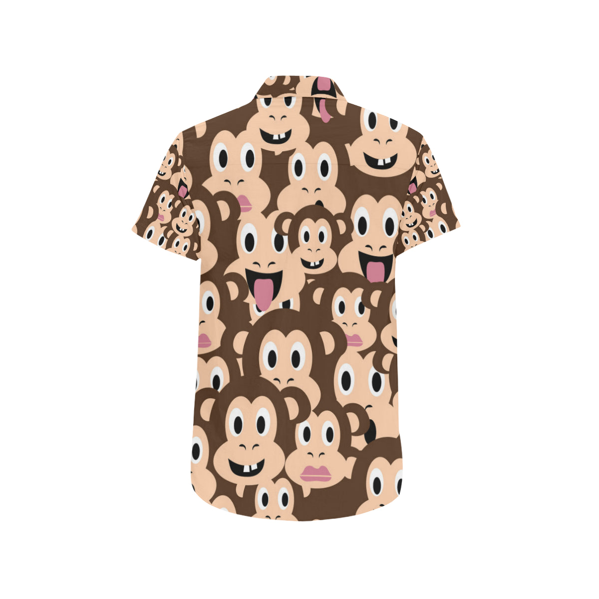 Emoji Monkey Print Pattern Men's Short Sleeve Button Up Shirt