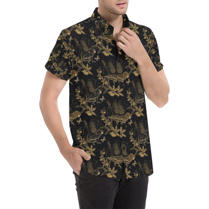 Parakeet Pattern Print Design A05 Men's Short Sleeve Button Up Shirt